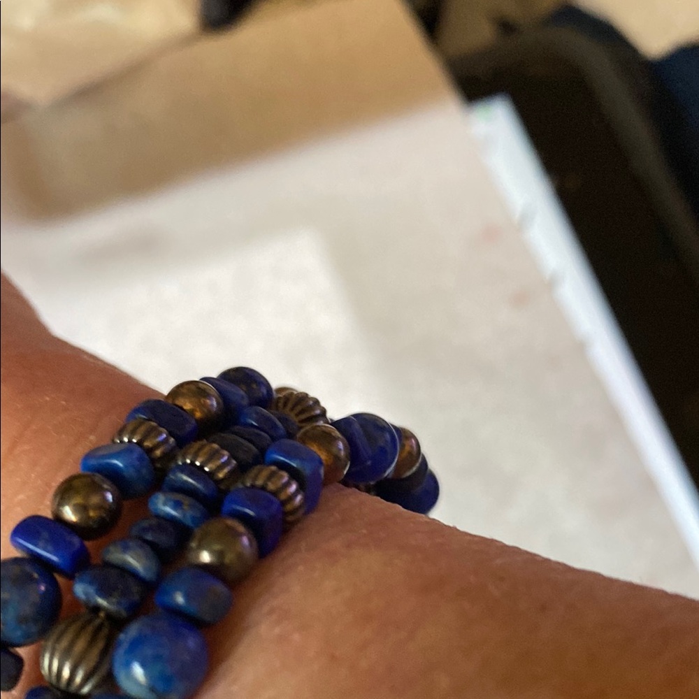 Blue and Silver Beaded Bracelet - Picture 4 of 7